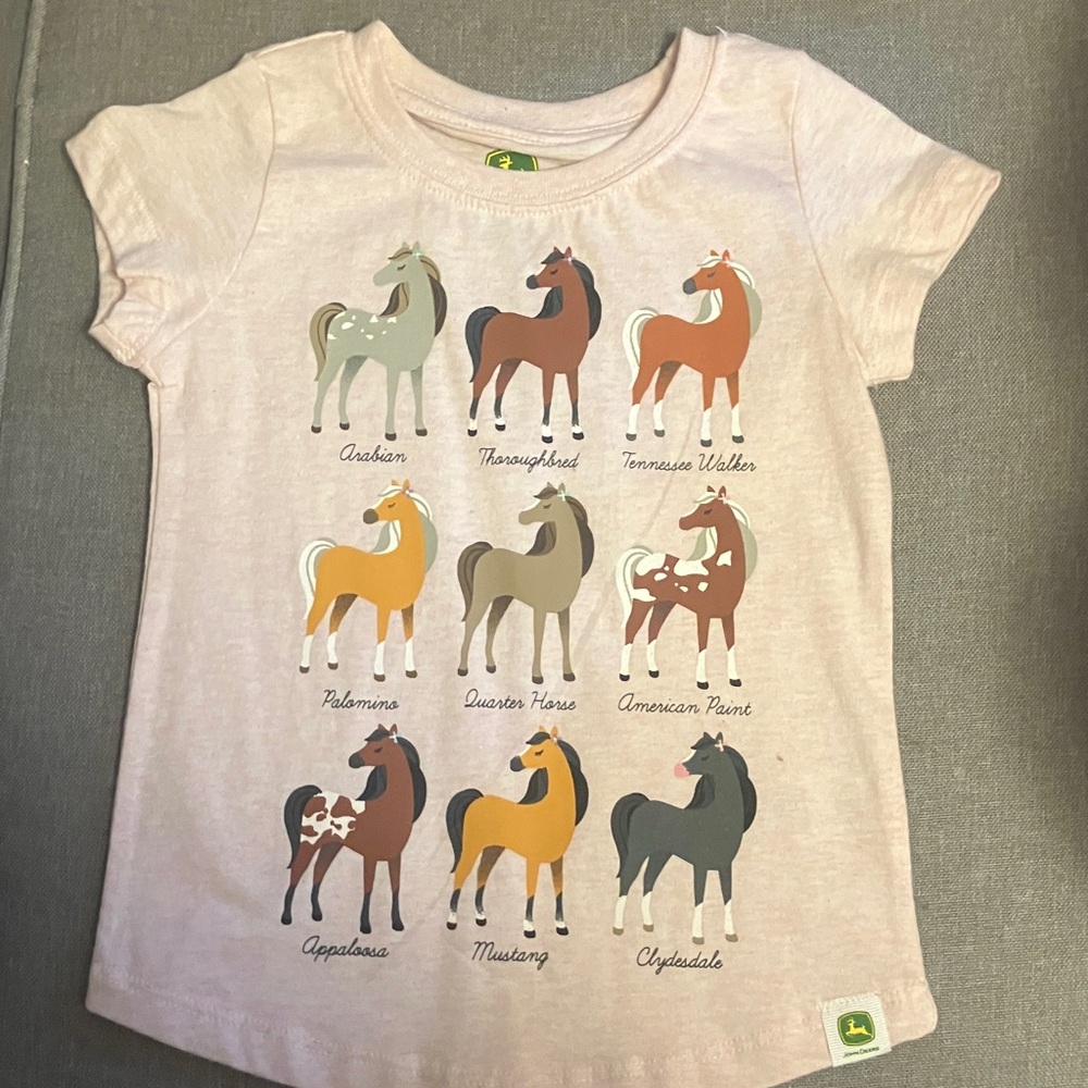 John Deere Kids Multi-Horse Graphic T-Shirt - Cream
